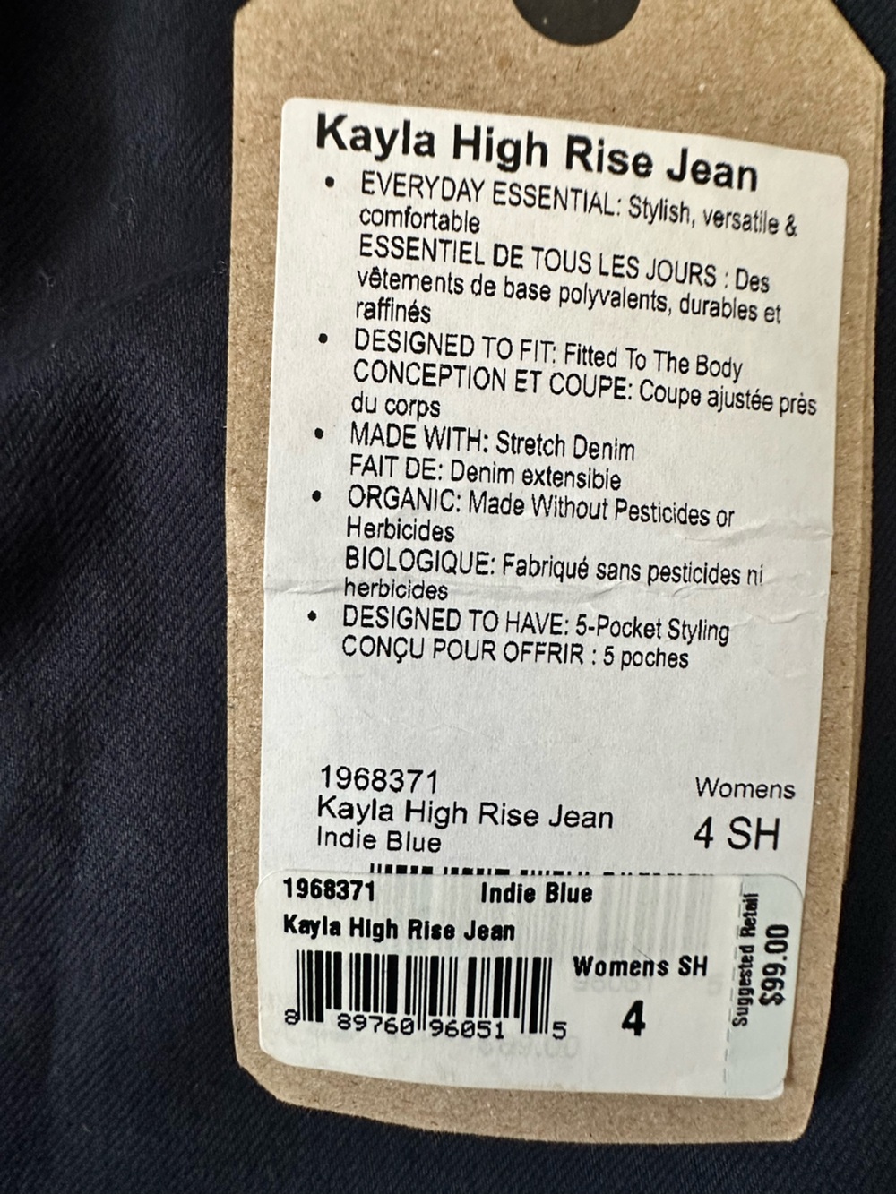 Prana Kayla High Rise Jeans Indigo Blue Inseam 30 - Picture 4 of 4